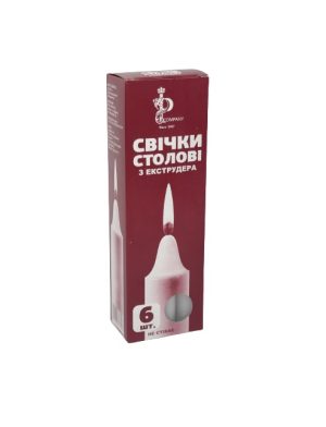 Свічка Столова біла Екструдер (6 шт/уп)